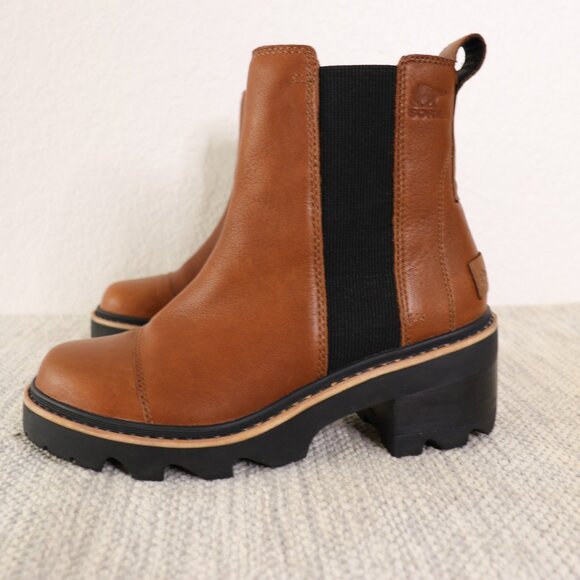 Sorel Joan Now Chelsea Boots Women's 8 Brown Leather Waterproof Lug Sole Block - Picture 14 of 16